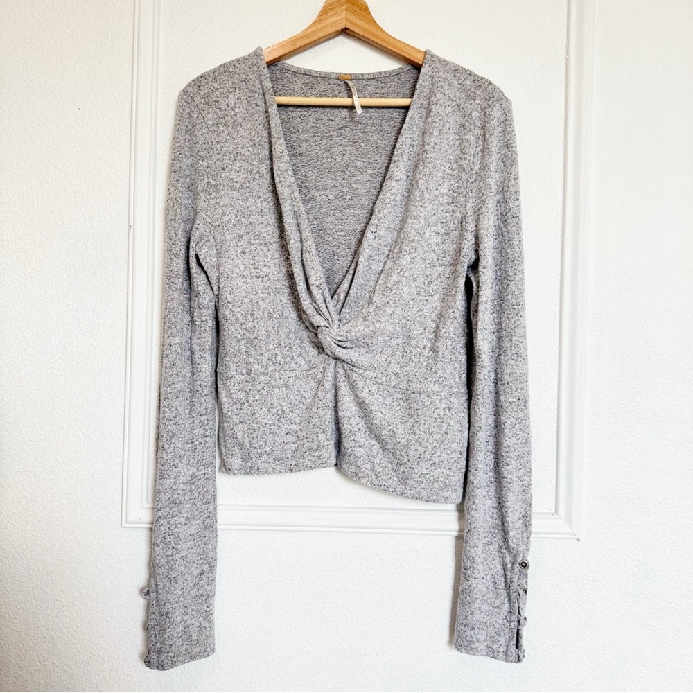 Free People Gray Knotted Front Women's Top